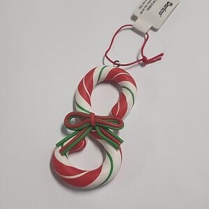 Christmas Ornament Candy Cane Red White Green Xmas New S Shape Initial